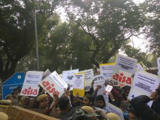 Protest at Maharshtra Sadan against Bhima Koregaon attack on Dalits